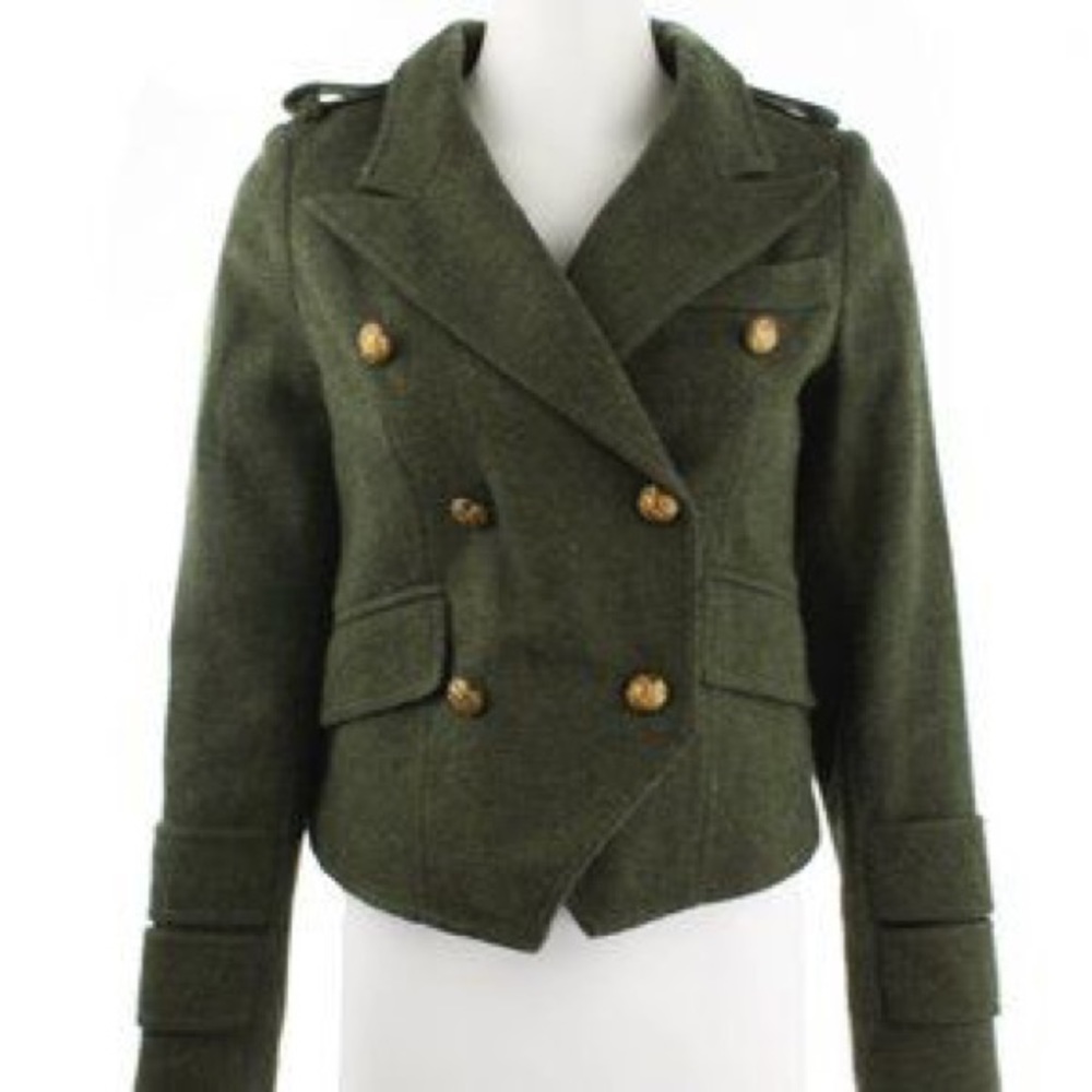 Smythe Green Military-Inspired Blazer with Structured Shoulders